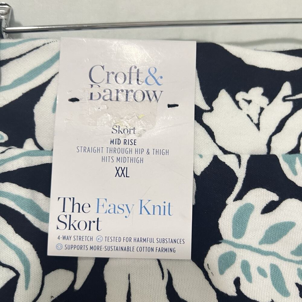 NWT Croft & Barrow Skort Women's Size XXL Blue Floral Mid Rise Pull On Cruise - Picture 6 of 10